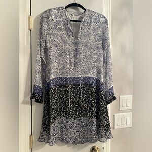 Shoshanna blue floral long sleeve dress size zero